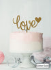 Love with Heart Wedding Valentine's Cake Topper Premium 3mm Acrylic Glitter Gold