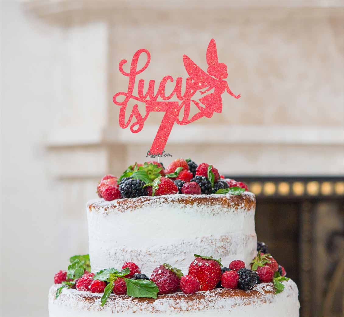 Bespoke Fairy with Name and Number Cake Topper Light Pink
