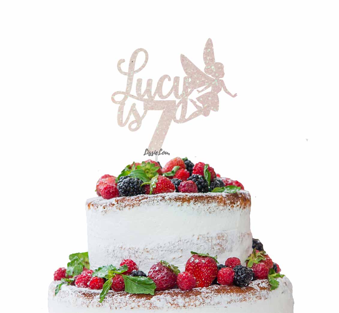 Bespoke Fairy with Name and Number Cake Topper White