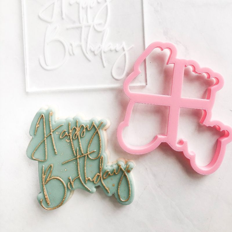 Happy Birthday Style 1 Cookie Cutter and Embosser