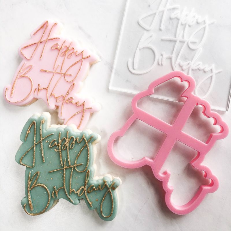 Happy Birthday Style 1 Cookie Cutter and Embosser