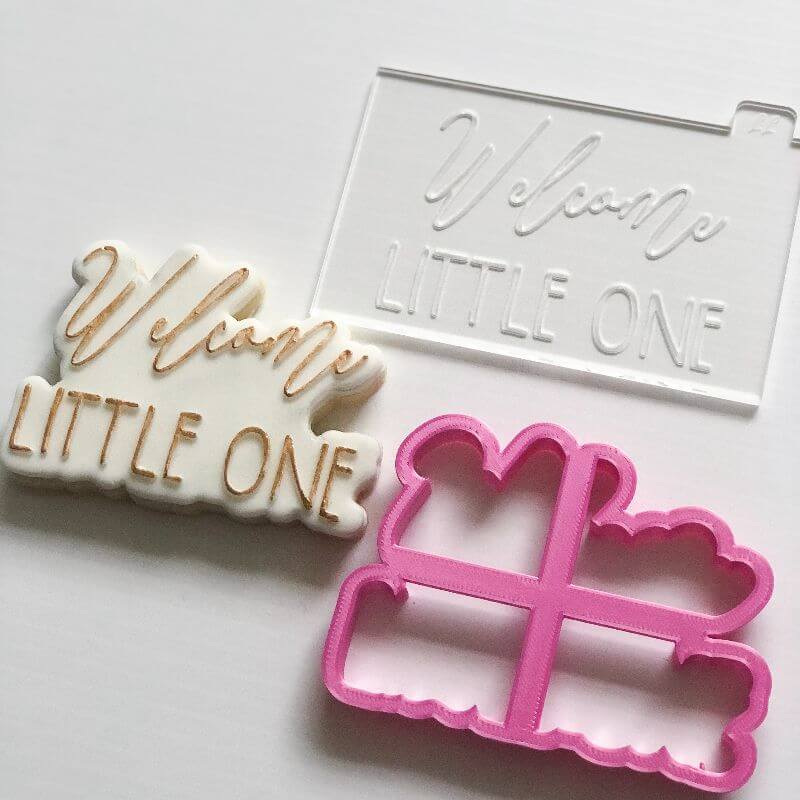 Welcome Little One Baby Shower Cookie Cutter and Embosser