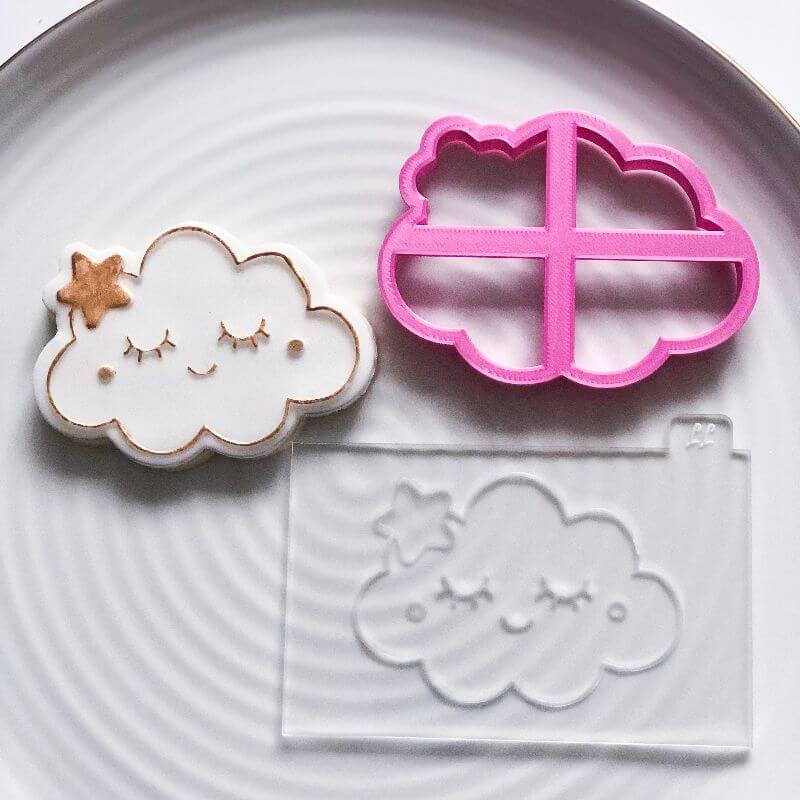 Cute Cloud Baby Shower Cookie Cutter and Embosser