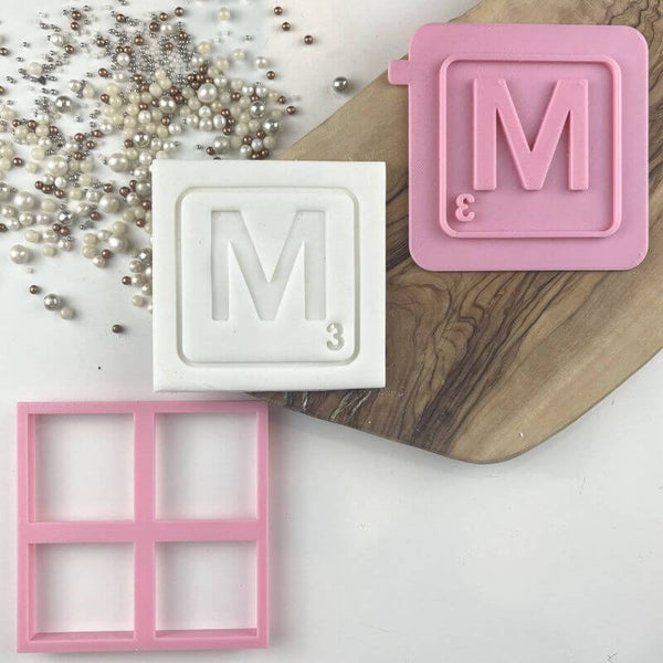 M Tile Mother's Day Cookie Cutter and Stamp