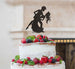 Man and Women Dancing Silhouette Wedding Cake Topper Glitter Card Black
