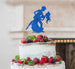 Man and Women Dancing Silhouette Wedding Cake Topper Glitter Card Dark Blue