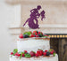 Man and Women Dancing Silhouette Wedding Cake Topper Glitter Card Dark Purple