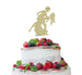 Man and Women Dancing Silhouette Wedding Cake Topper Glitter Card Gold