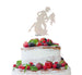 Man and Women Dancing Silhouette Wedding Cake Topper Glitter Card White