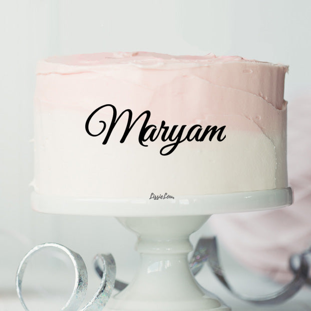 Maryam Font Style Name Cake Motif Premium 3mm Acrylic or Birch Wood
