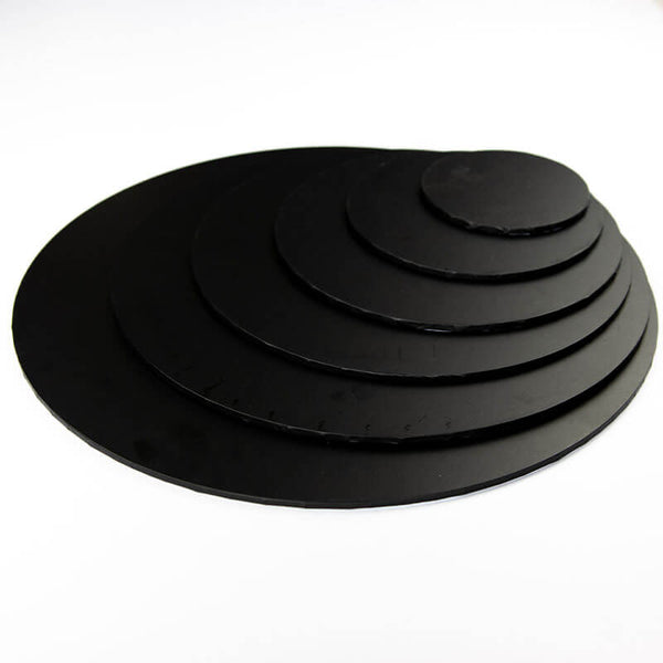 Round Black Laminated Cake Board 9.8 (25cm) - 5-pack