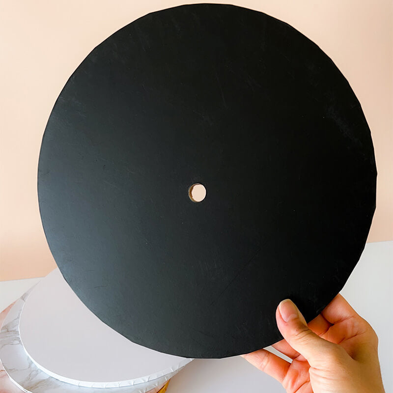 Black Matt MDF Cake Board Drum with Hole 9mm Thick