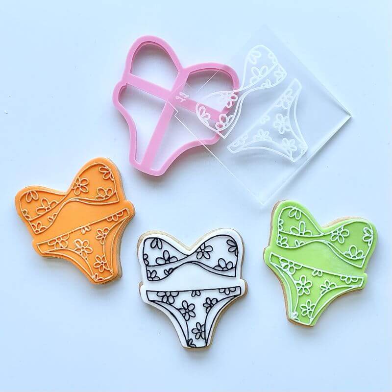 Bikini with Flowers Summer Cookie Cutter and Embosser