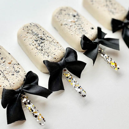 Black, Gold & White Fleck Acrylic Cakesicle Lollipop Sticks