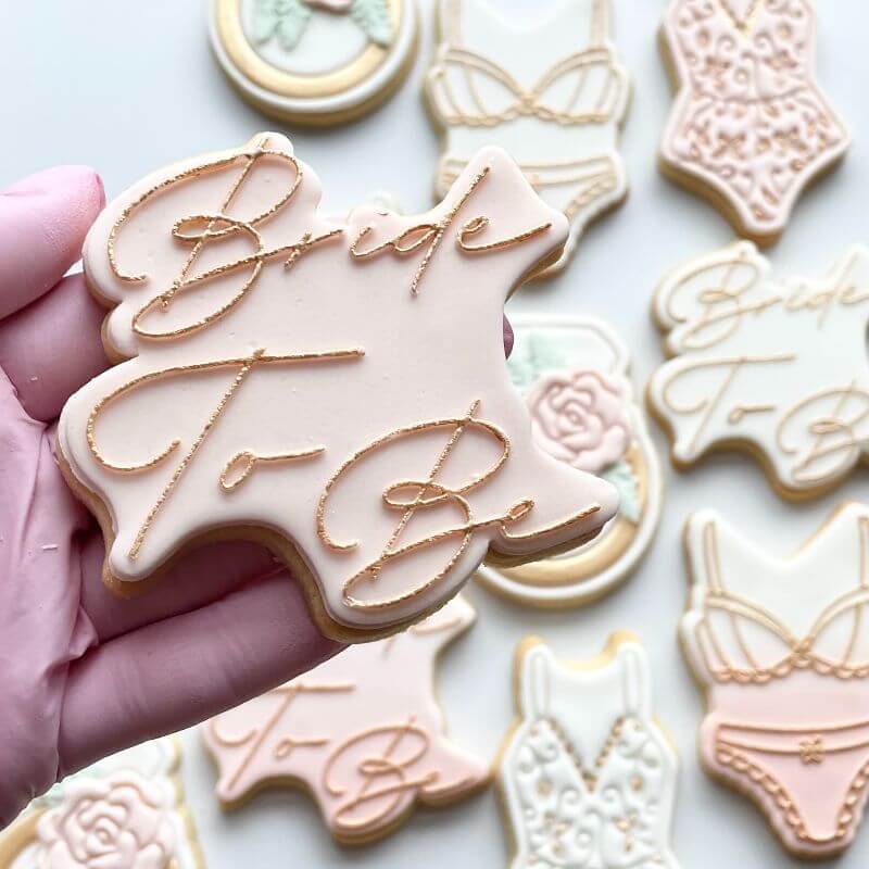 Bride to Be in Delicate Font Hen Party Cookie Cutter and Embosser