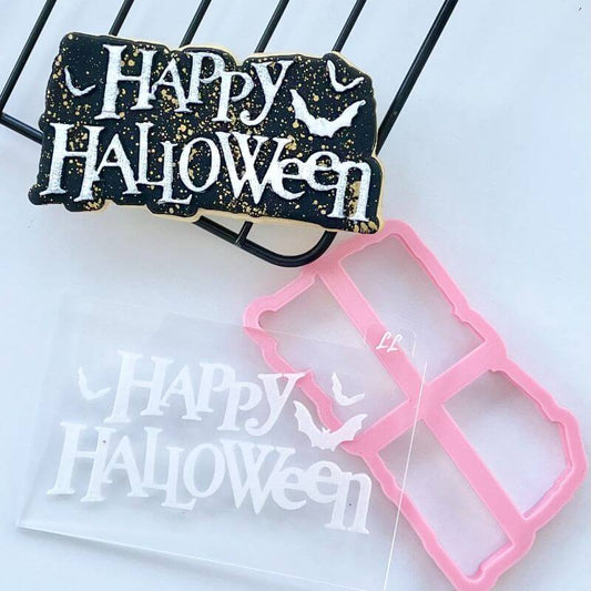 Happy Halloween with Bats Cookie Cutter and Embosser