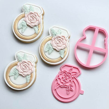 Ring with Flowers Hen Party Cookie Cutter and Stamp