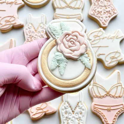 Ring with Flowers Hen Party Cookie Cutter and Stamp
