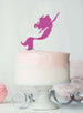 Mermaid Birthday Cake Topper Glitter Card Hot Pink