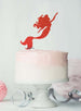 Mermaid Birthday Cake Topper Glitter Card Red
