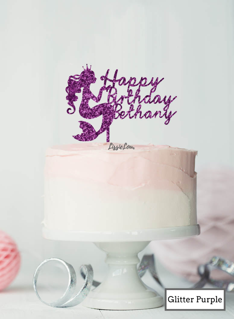 Bespoke Happy Birthday Mermaid with Name Cake Topper