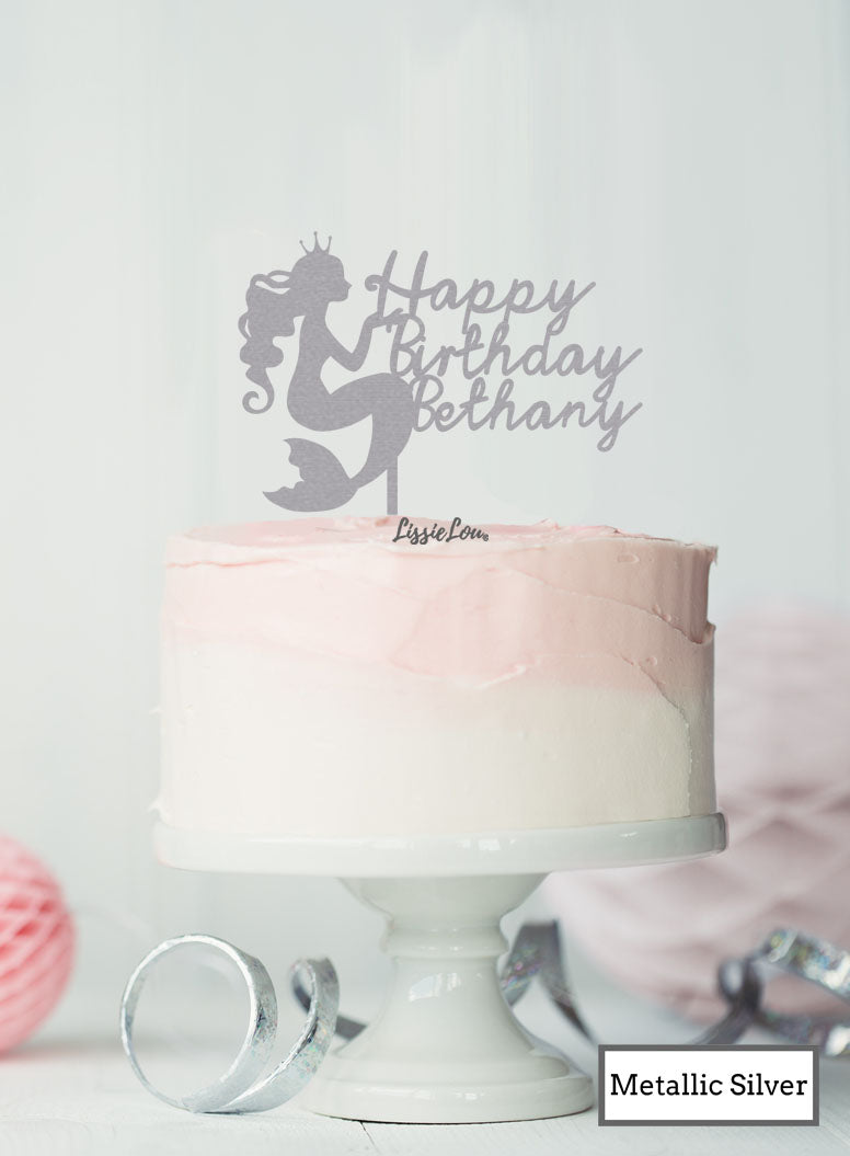 Bespoke Happy Birthday Mermaid with Name Cake Topper