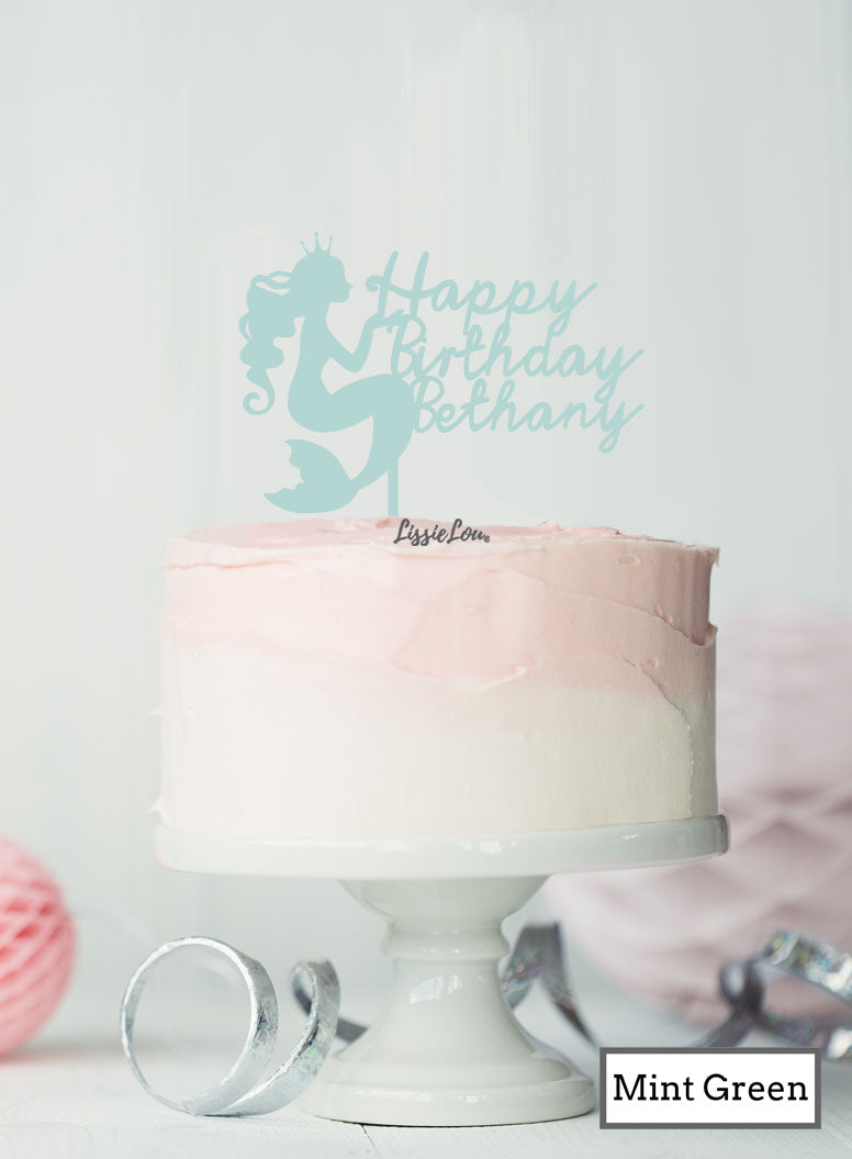 Bespoke Happy Birthday Mermaid with Name Cake Topper