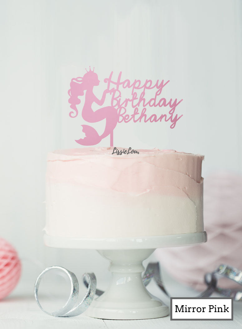 Bespoke Happy Birthday Mermaid with Name Cake Topper
