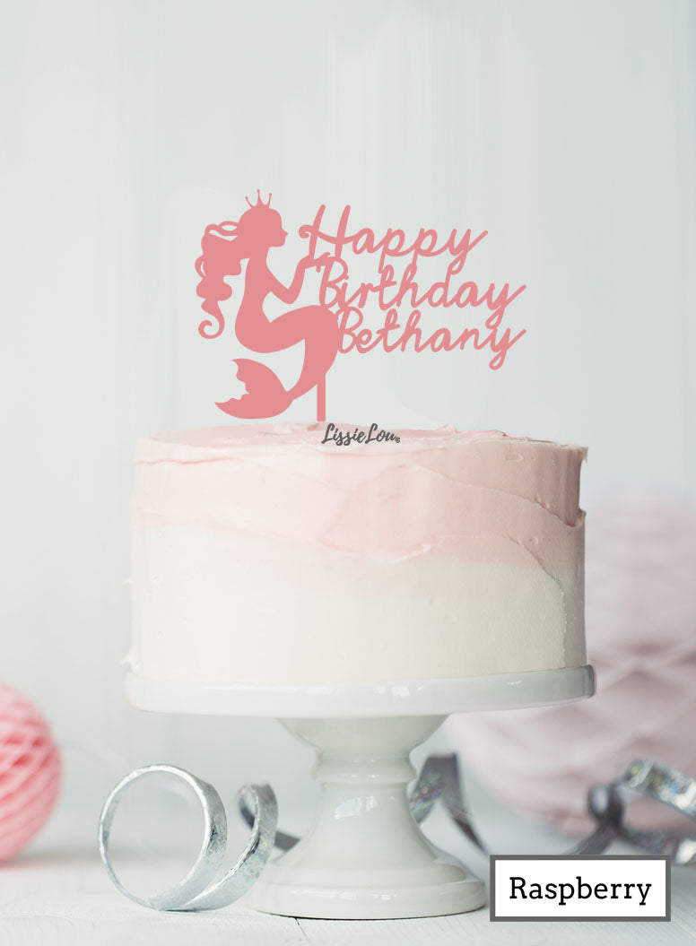 Bespoke Happy Birthday Mermaid with Name Cake Topper