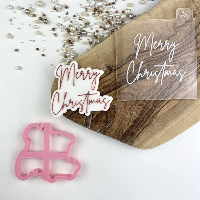 Merry Christmas Style 2 Cookie Cutter and Embosser