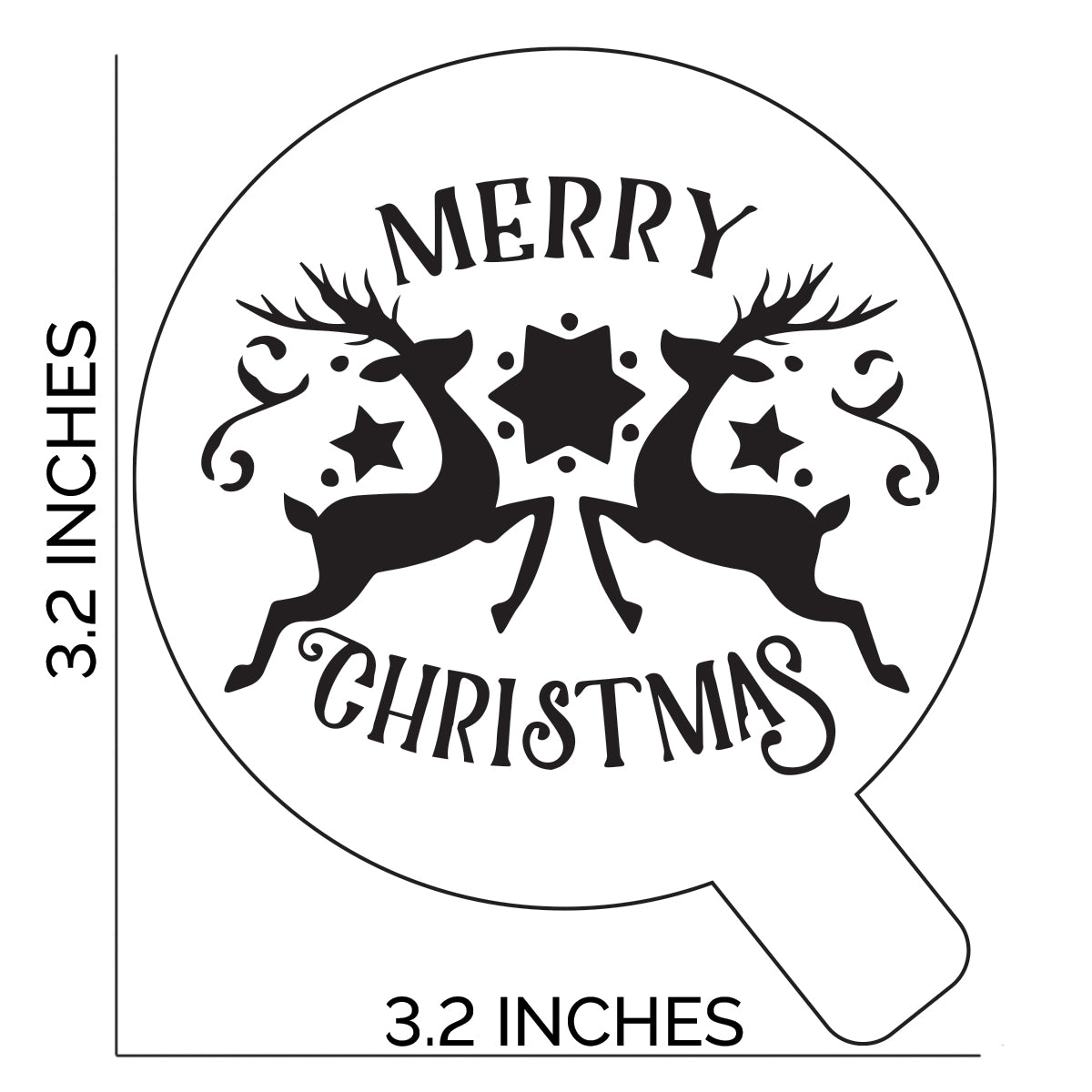 Merry Christmas Reindeer Cupcake Stencil - Cupcake Size Design