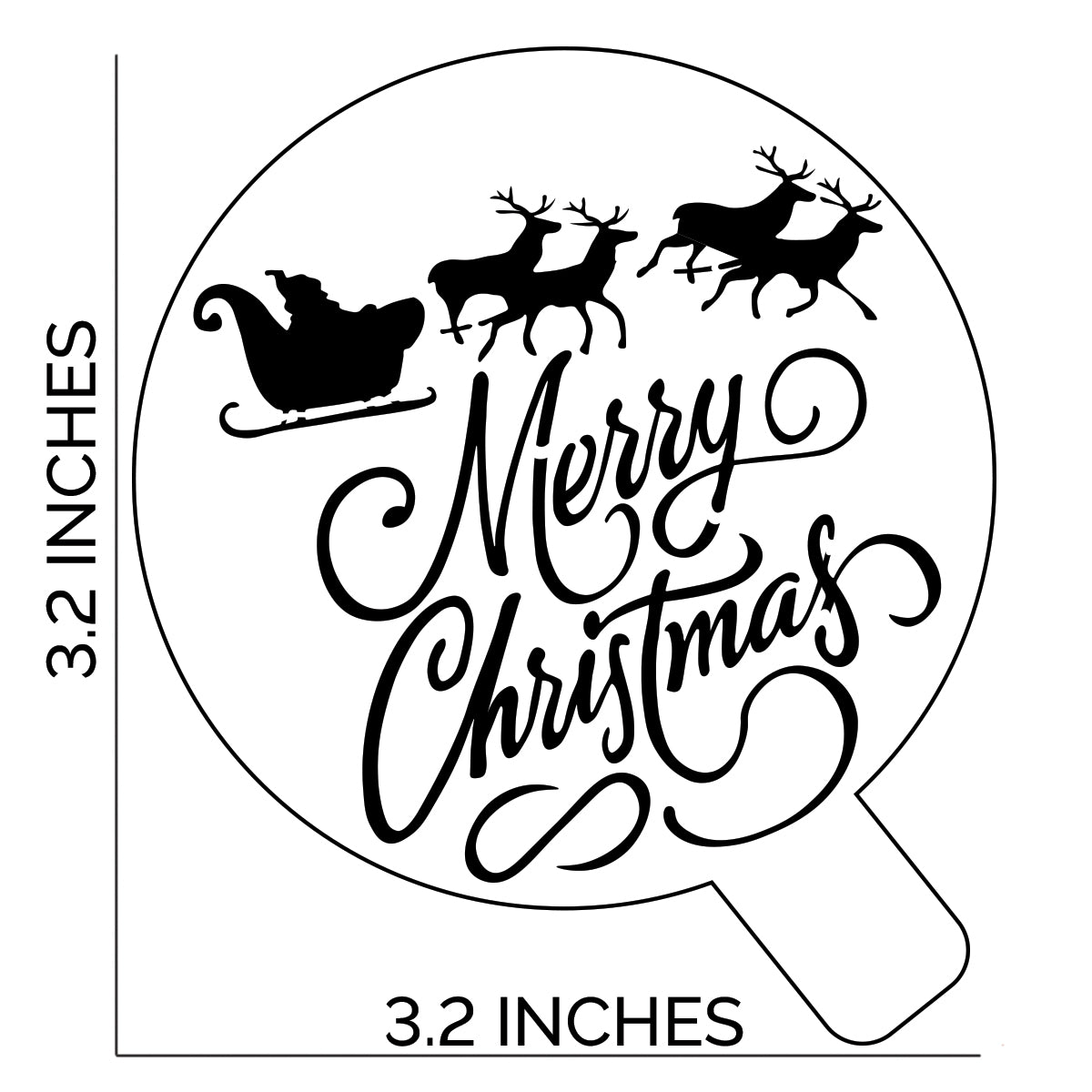 Merry Christmas Santas Sleigh Cupcake Stencil - Cupcake Size Design