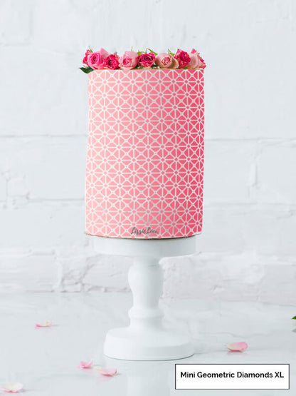 Mini Diamonds Geometric Cake Stencil - XL Design Size