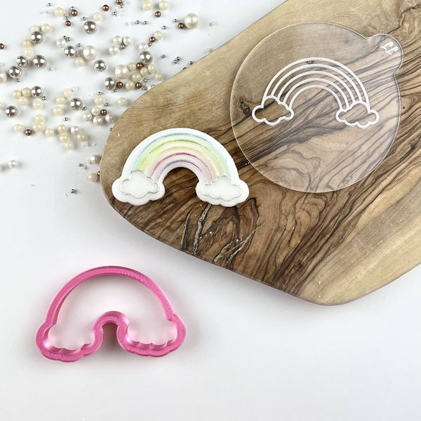 Mini Rainbow with Clouds St Patrick's Day Cookie Cutter and Embosser