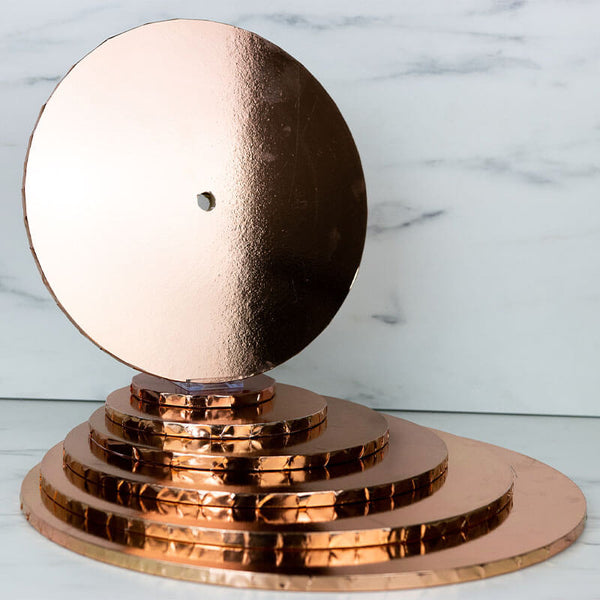 Mirror Rose Gold MDF Cake Board Drum with Hole 9mm Thick