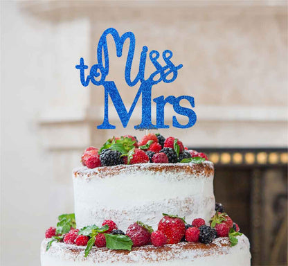 Miss to Mrs Hen Party Cake Topper Glitter Card Dark Blue 