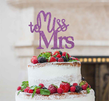 Miss to Mrs Hen Party Cake Topper Glitter Card Light Purple 