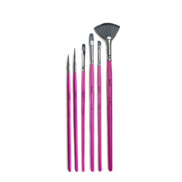 Set of 6 LissieLou Mixed Paint Brush Bundle Starter Pack