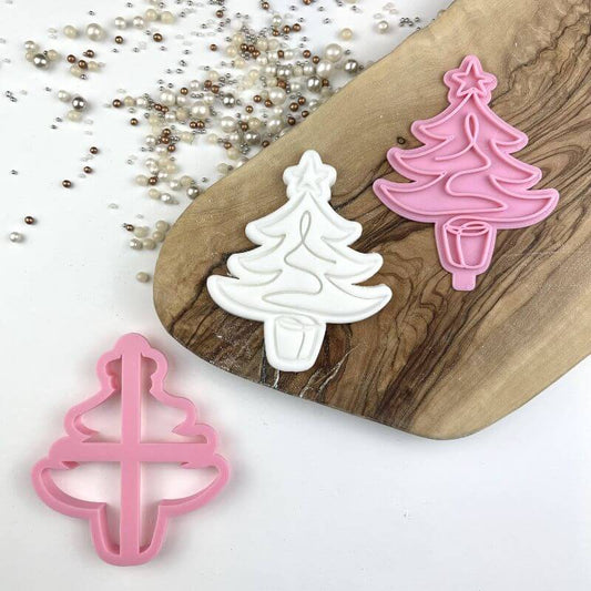 Modern Christmas Tree Cookie Cutter and Stamp