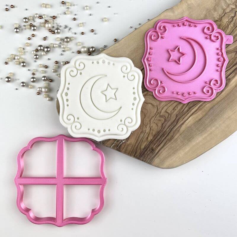 Moon and Star Plaque Ramadan Cookie Cutter and Stamp