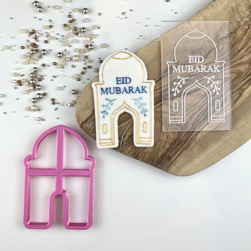 Mosque Outline with Eid Mubarak Ramadan Cookie Cutter and Embosser