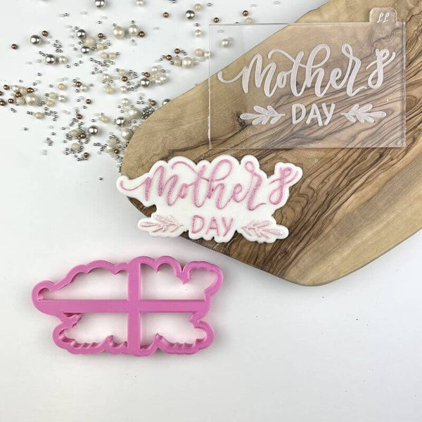 Mother's Day with Leaves Cookie Cutter and Embosser