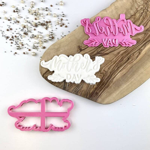 Mother's Day With Leaves Cookie Cutter and Stamp