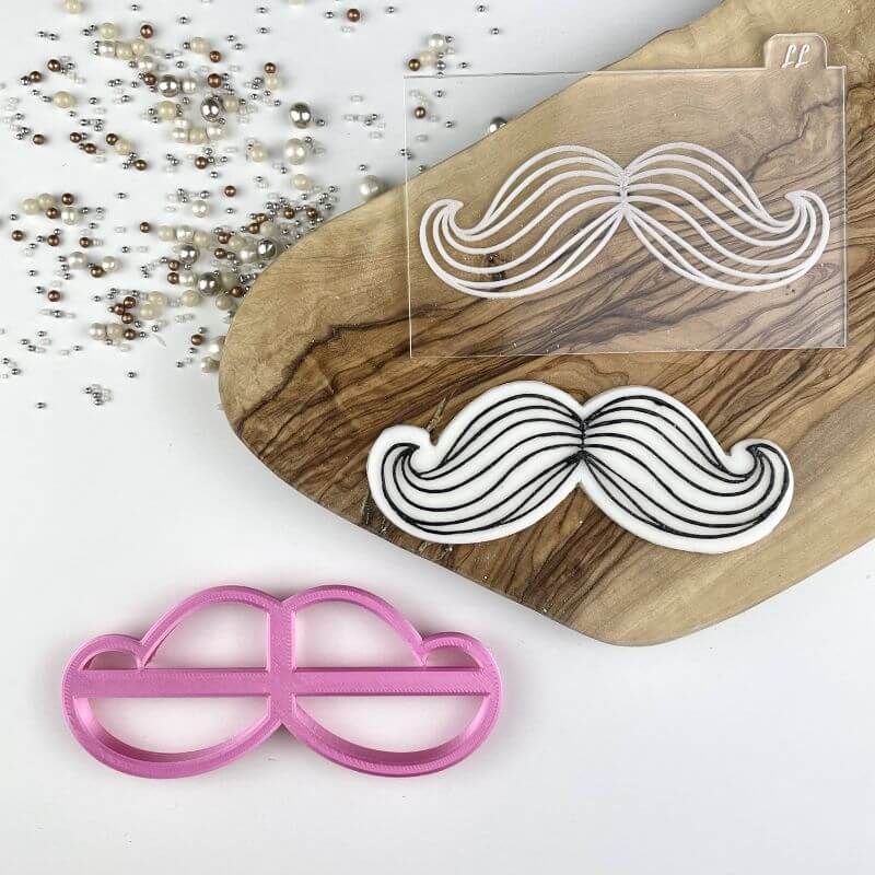 Moustache with Lines Father's Day Cookie Cutter and Embosser