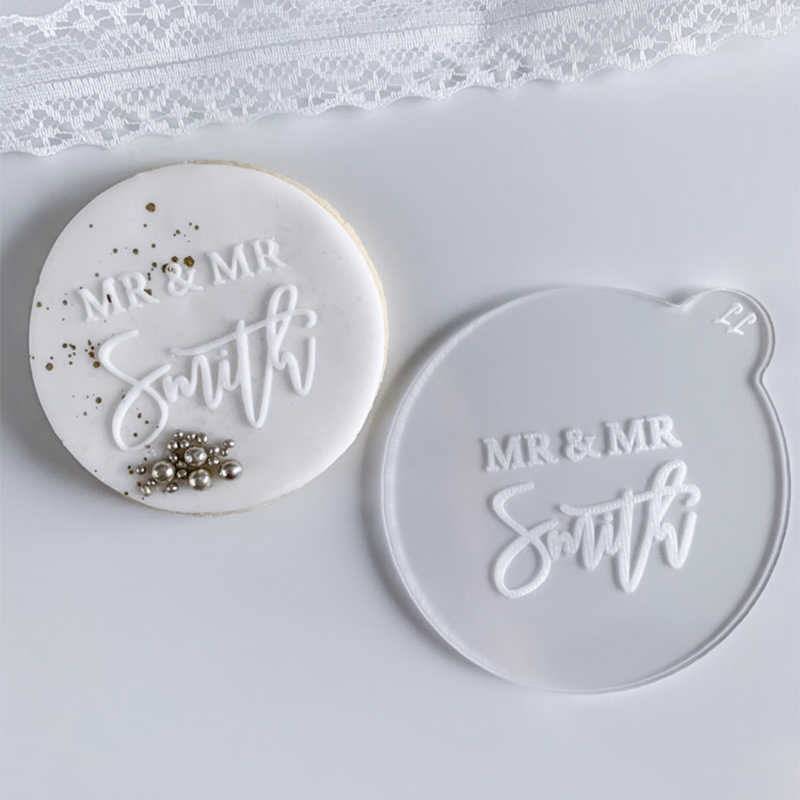 Mr & Mrs Custom Surname Wedding Cookie Embosser