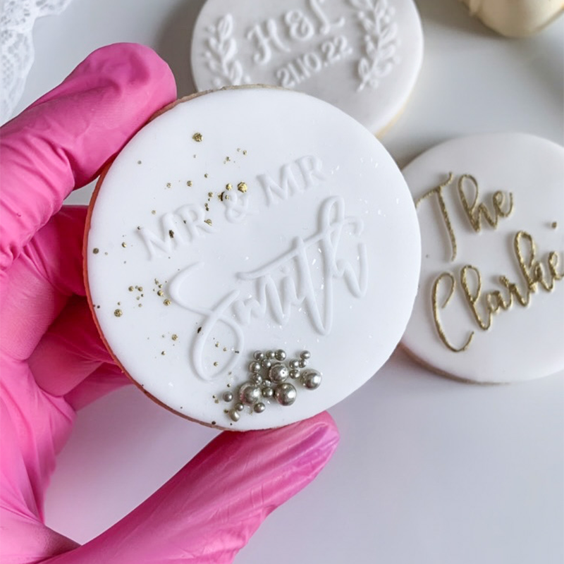 Mr & Mrs Custom Surname Wedding Cookie Embosser