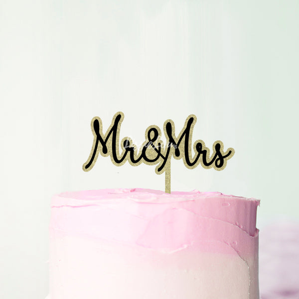 Mr & Mrs Double Layer Ilesha Font Cake Topper Premium 3mm Acrylic or Birch Wood