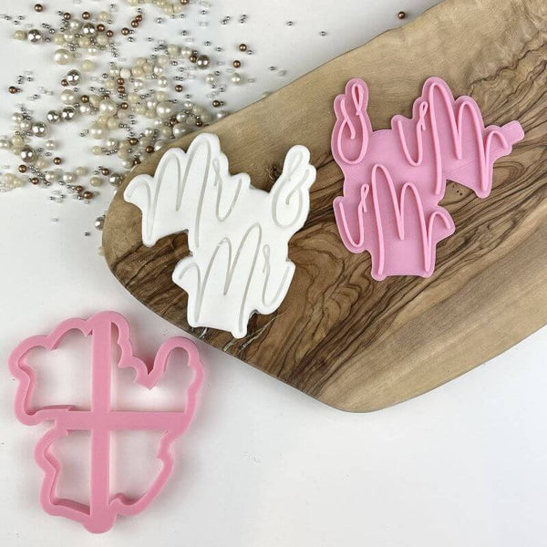 Mr & Mr in Bluebell Font Wedding Cookie Cutter and Stamp