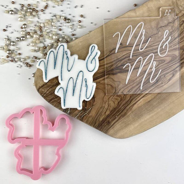 Mr & Mr in Bluebell Font Wedding Cookie Cutter and Embosser