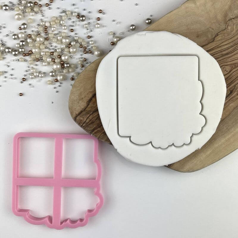 Mr & Mrs in Square with Flowers Wedding Cookie Cutter